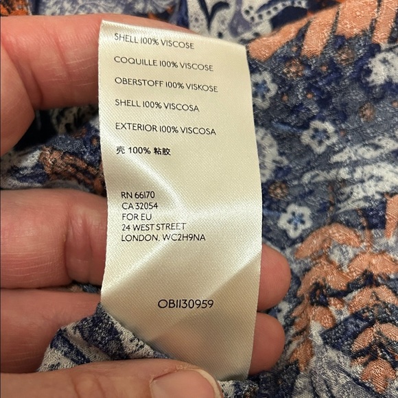 Maeve by Anthropologie Shirt Women’s XS Navy and Orange Animal Print Flowy - Picture 9 of 9